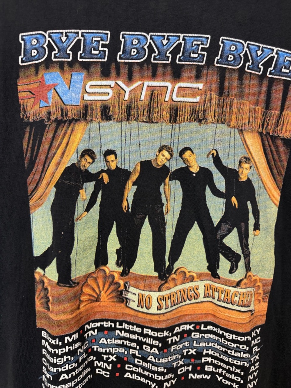 *NSYNC VINTAGE Bye Bye Bye Tour Concert Tee Black Cotton size XL - Picture 6 of 8